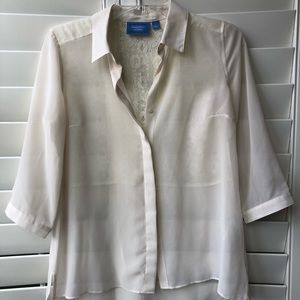 Simply Vera Wang Sheer Ivory Button Down Blouse